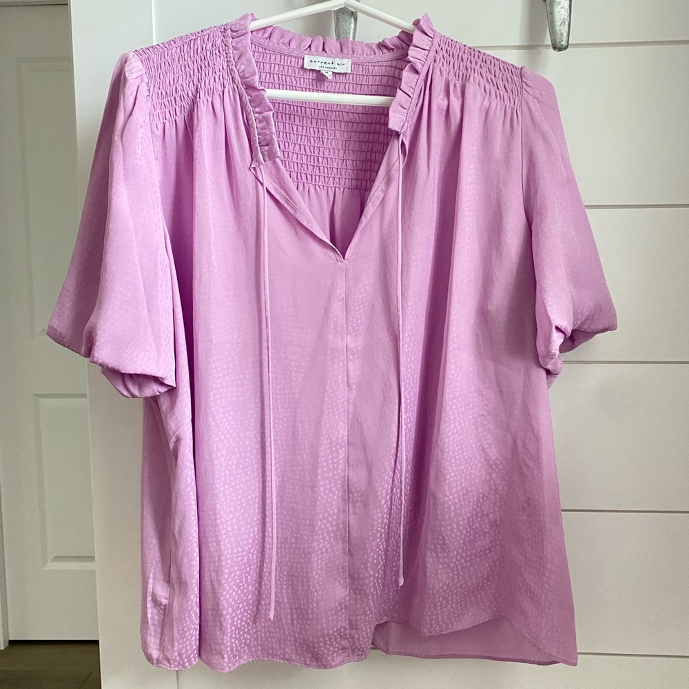 Current Air Ruffled Split Neck Blouse - Lavender … - image 1